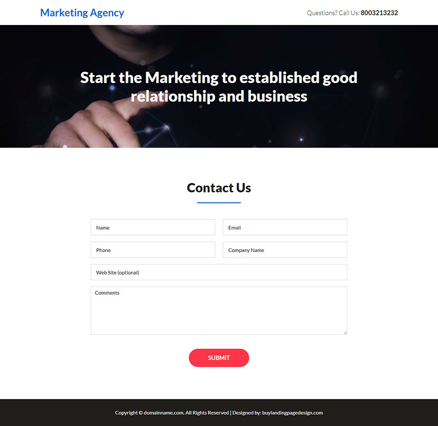 marketing agency responsive landing page design