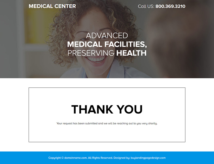 medical facilities lead capture responsive landing page