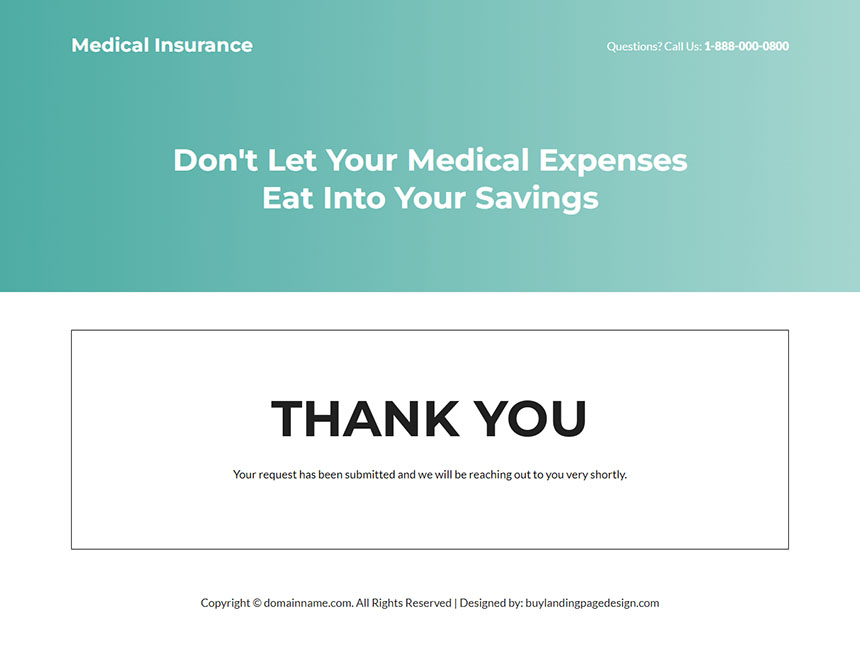 medical insurance responsive landing page design