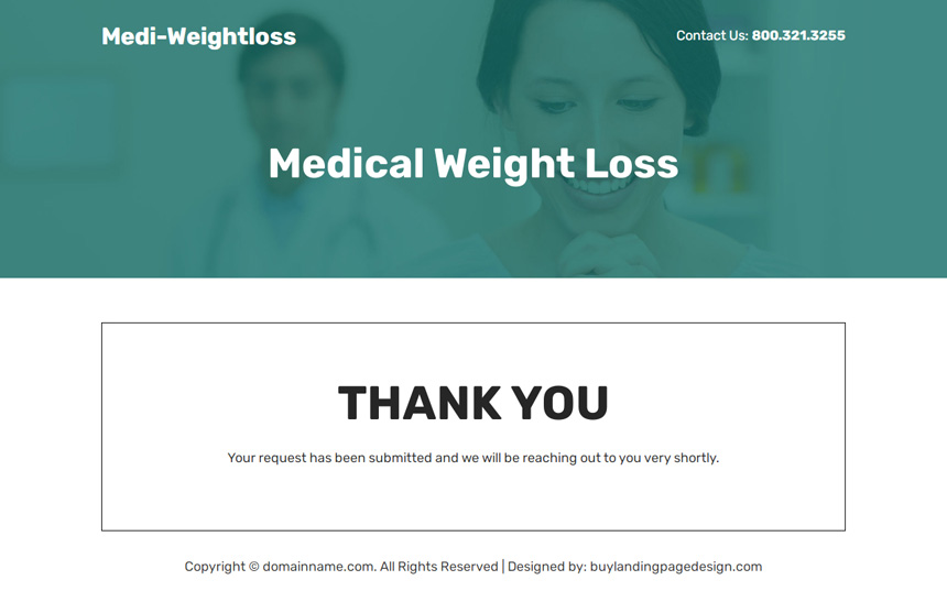 medical weight loss lead capture landing page design