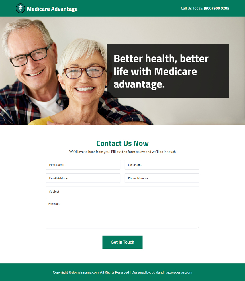 professional medicare advantage responsive landing page