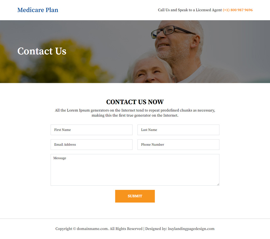 medicare plan mini responsive landing page design