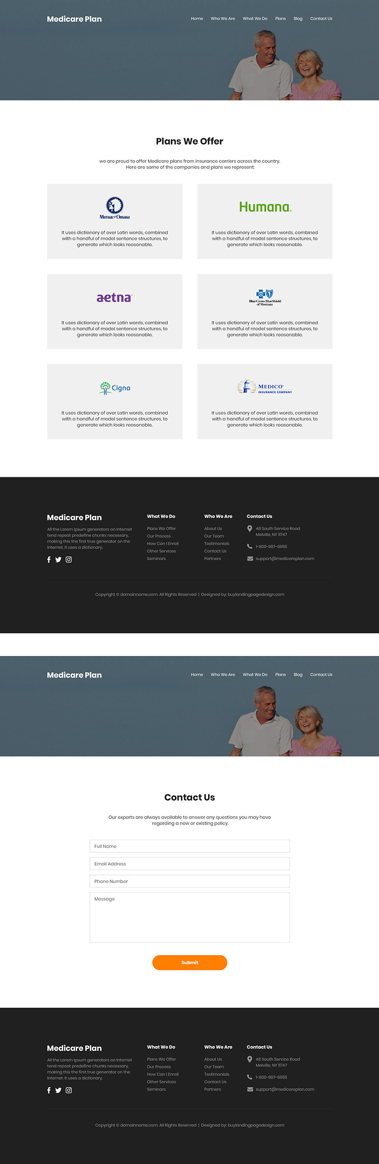 clean medicare supplement insurance plan website design