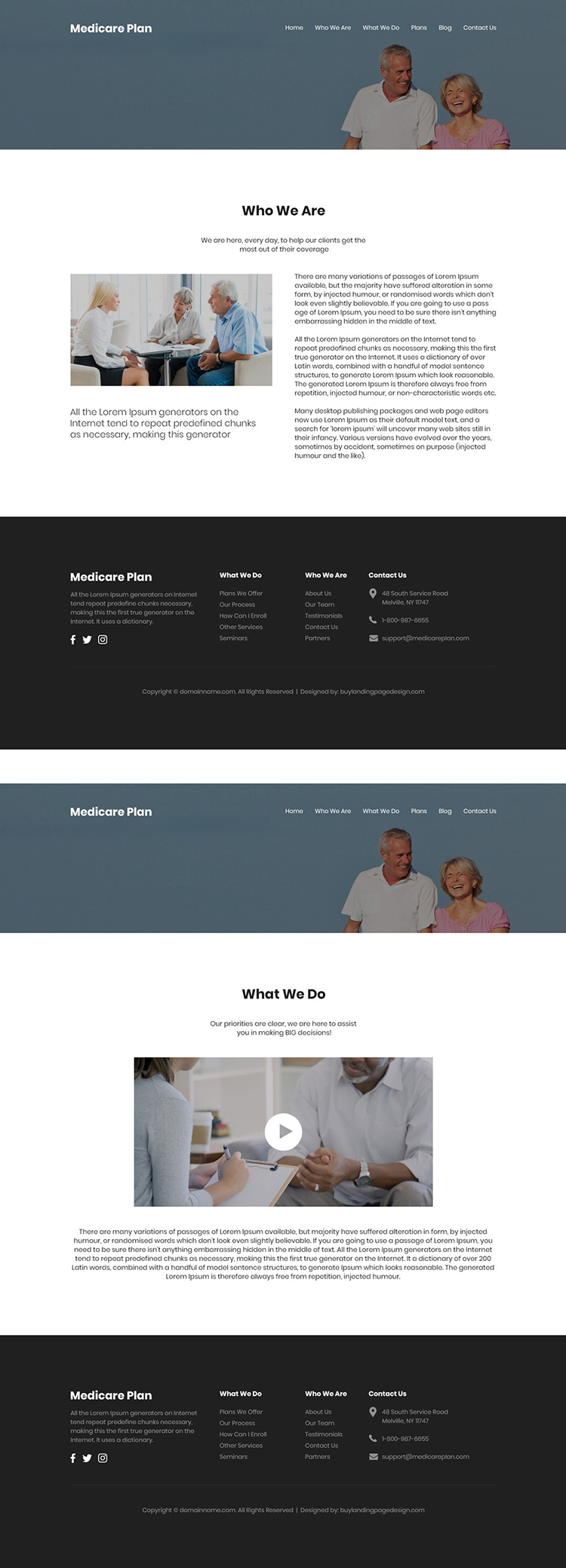 clean medicare supplement insurance plan website design