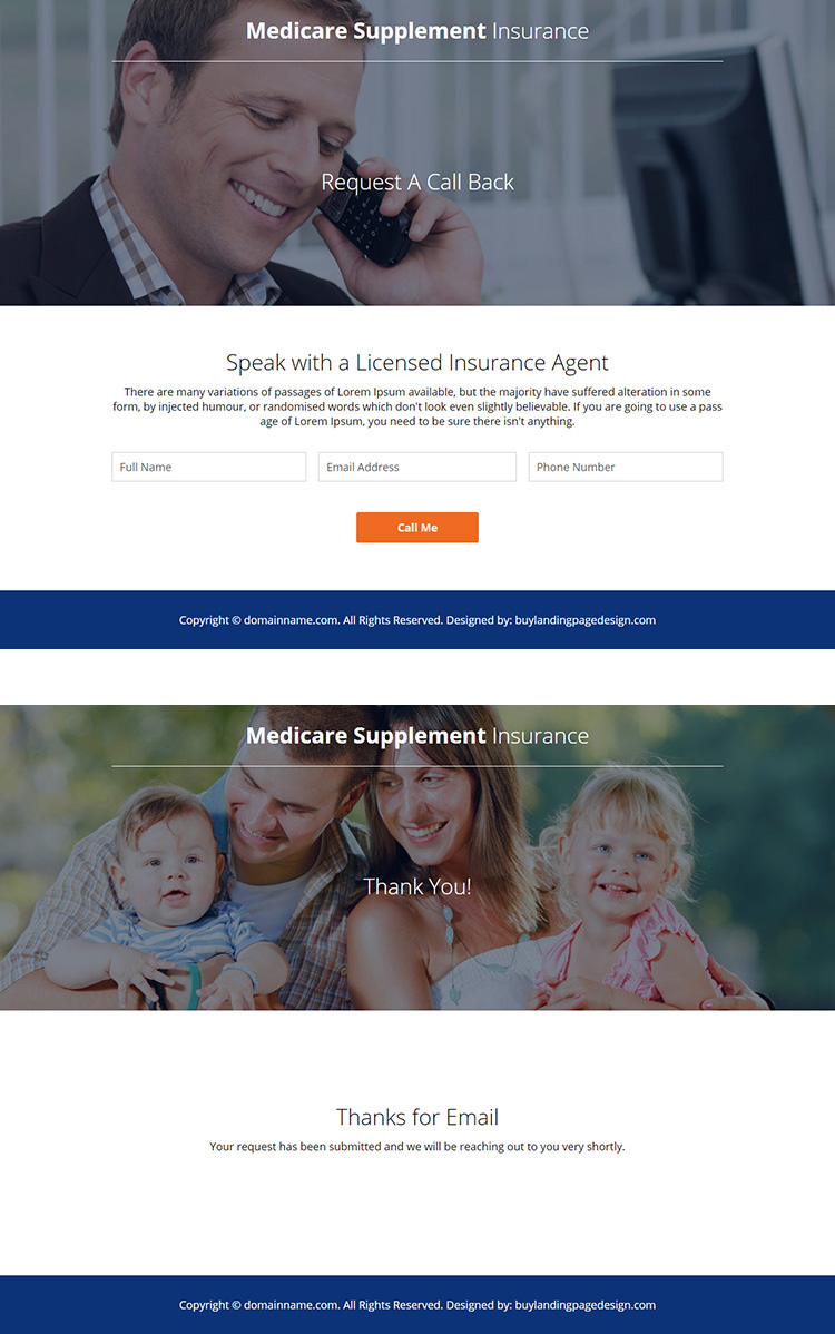 medicare supplement insurance responsive landing page design