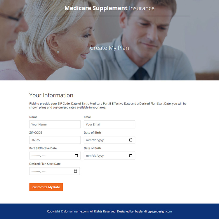 medicare supplement insurance responsive landing page design