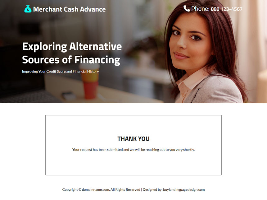 merchant cash advance lead capture responsive landing page