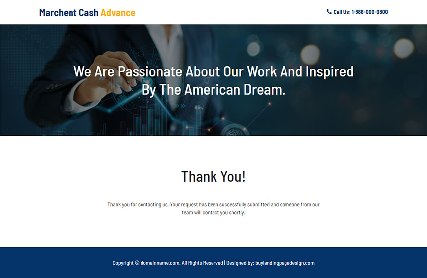 merchant cash loan responsive landing page design