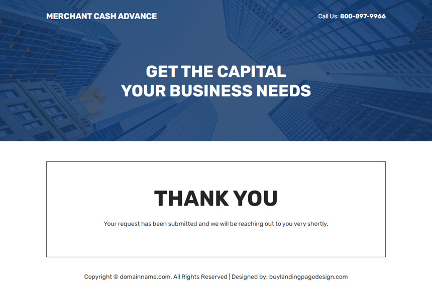 professional merchant cash advance responsive landing page