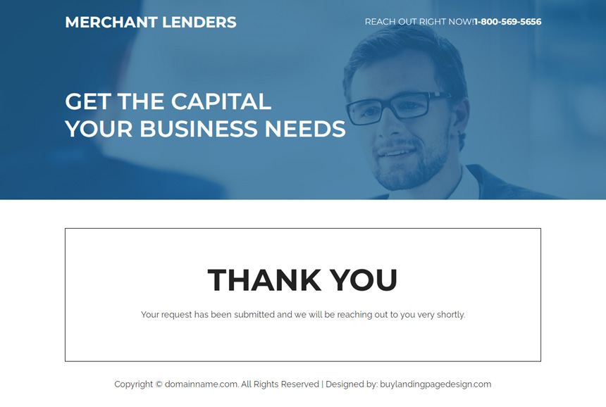 merchant lenders responsive landing page