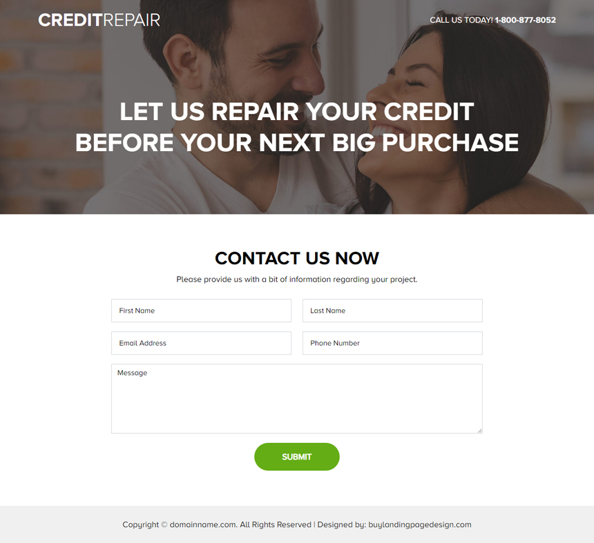 credit repair agency responsive landing page