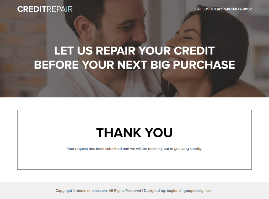 credit repair agency responsive landing page