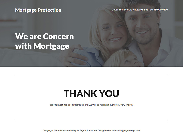 mortgage protection lead capture responsive landing page