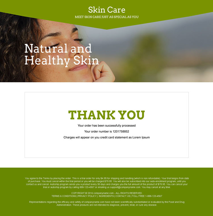 skin care product selling bank page design