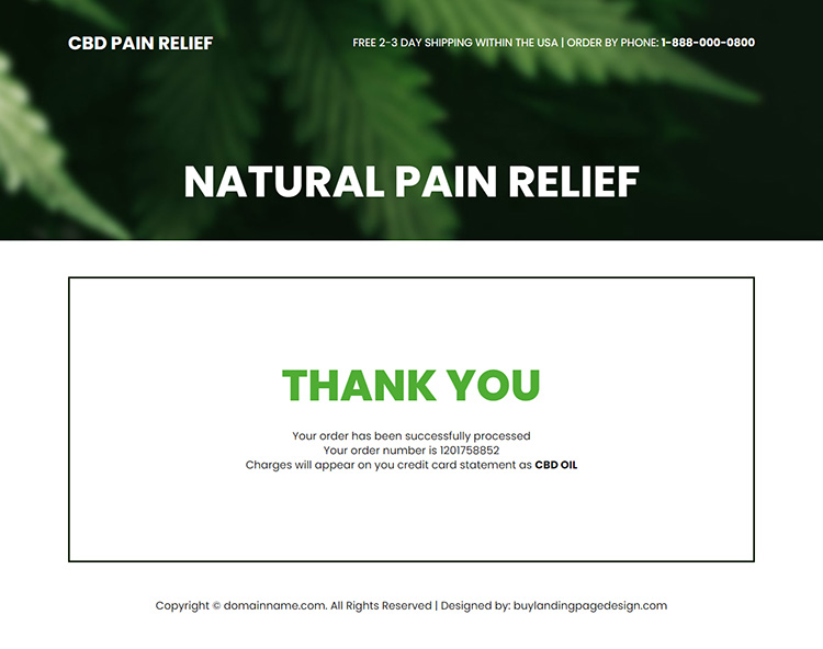 natural pain relief supplement selling responsive landing page design