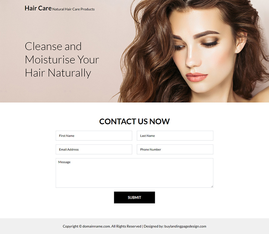 natural hair care products responsive landing page