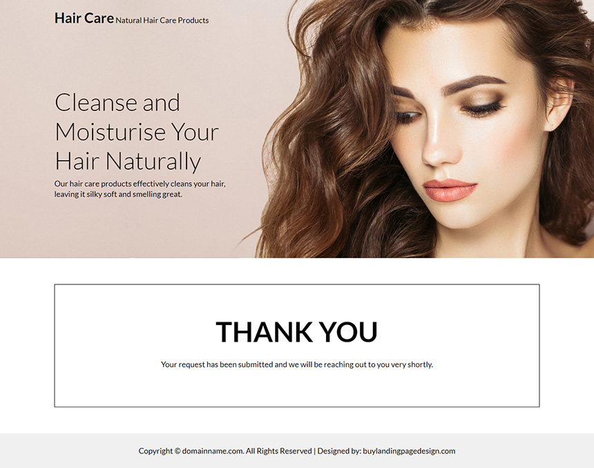 natural hair care products responsive landing page