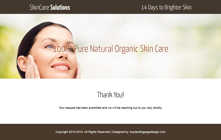 natural organic skin care leads responsive landing page design