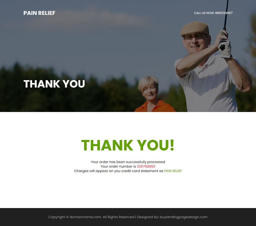 minimal pain relief product selling responsive landing page