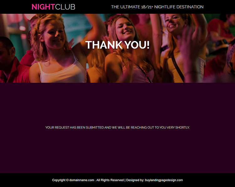 night club service lead capture landing page