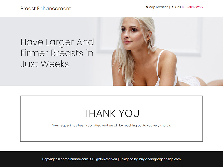 breast enhancement surgery responsive landing page