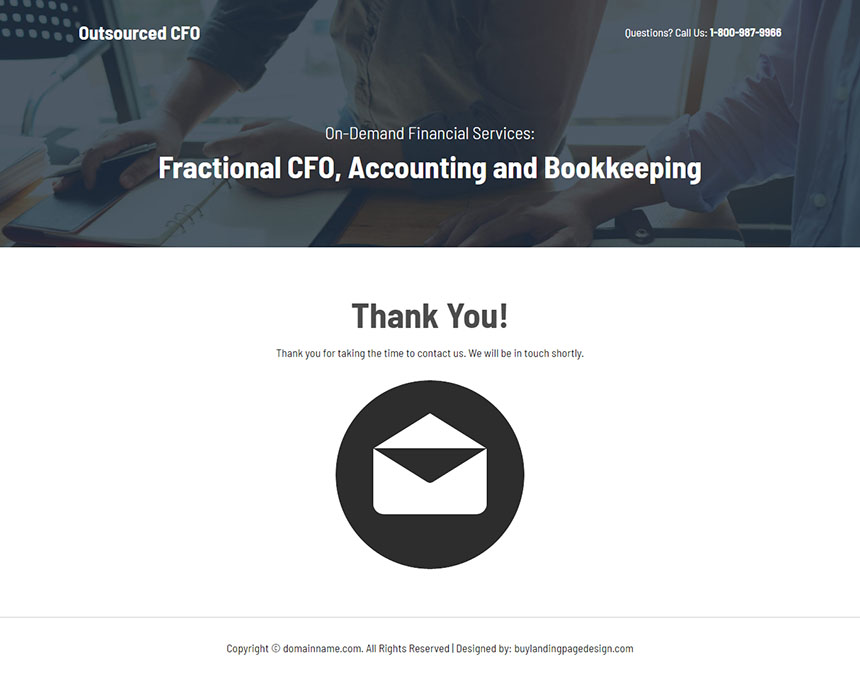 financial services responsive landing page