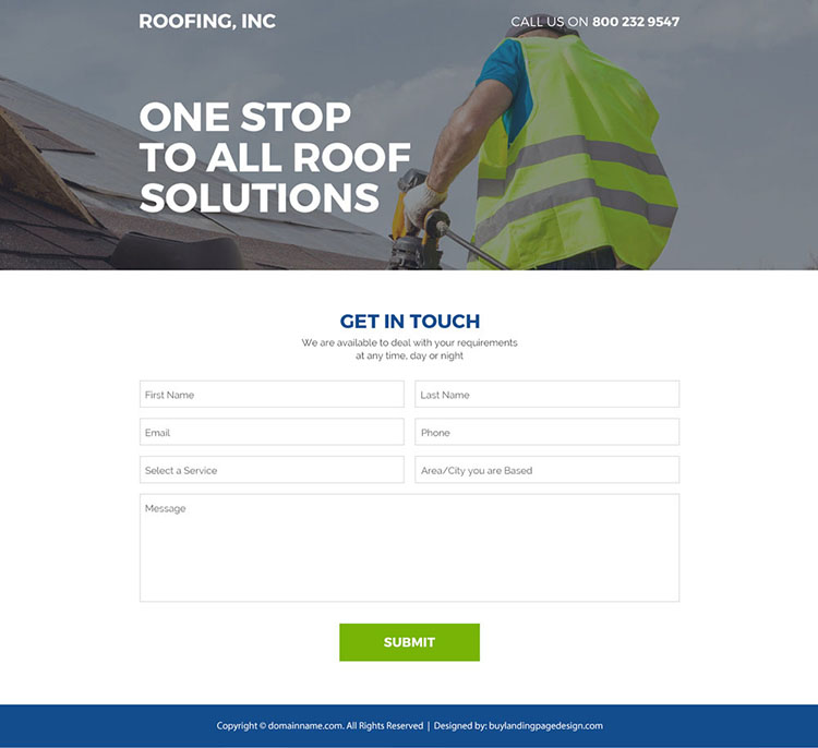 professional roofing contractors responsive landing page design