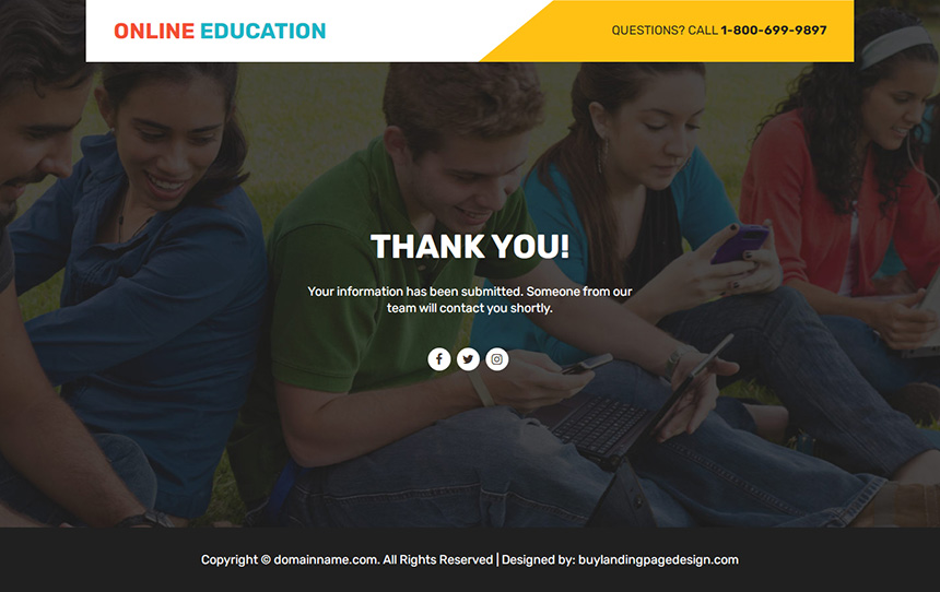 online education lead funnel responsive landing page