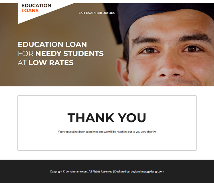 education loan for needy students responsive landing page