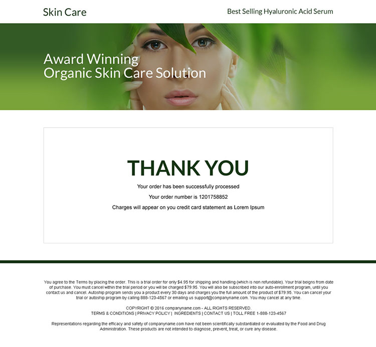 anti ageing skin care solution bank page design