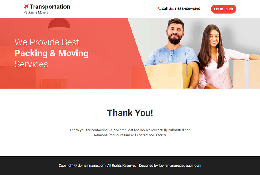 packing and moving services responsive landing page