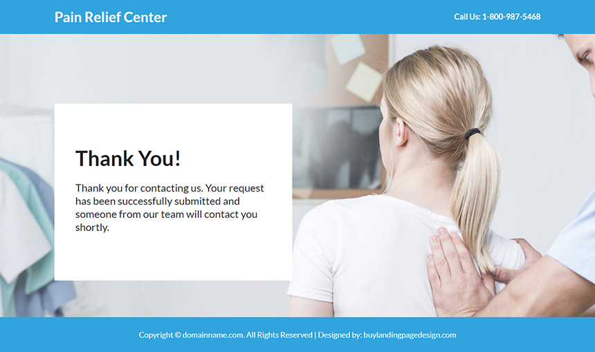 pain relief center lead funnel responsive landing page