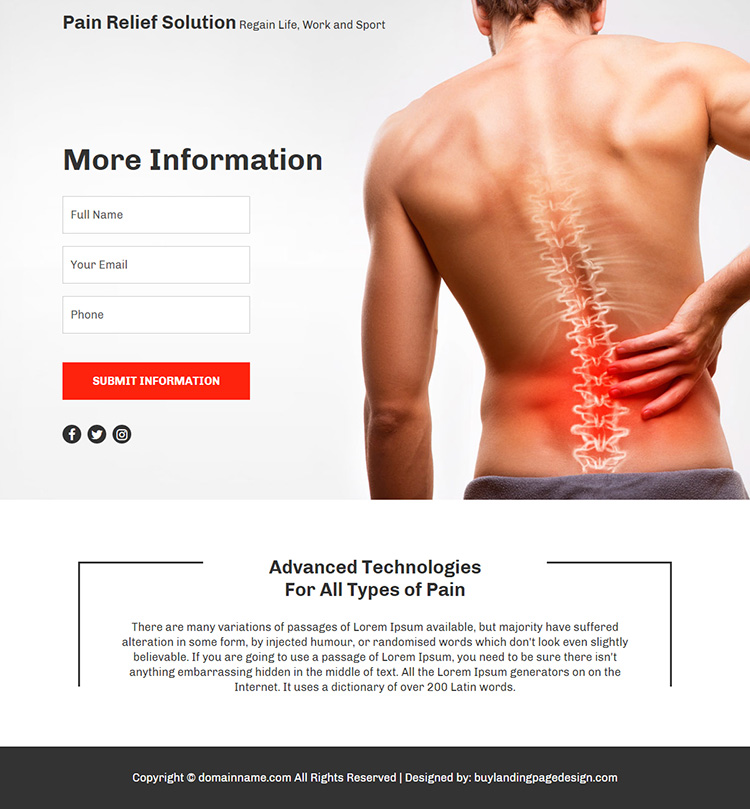 pain relief product responsive funnel design