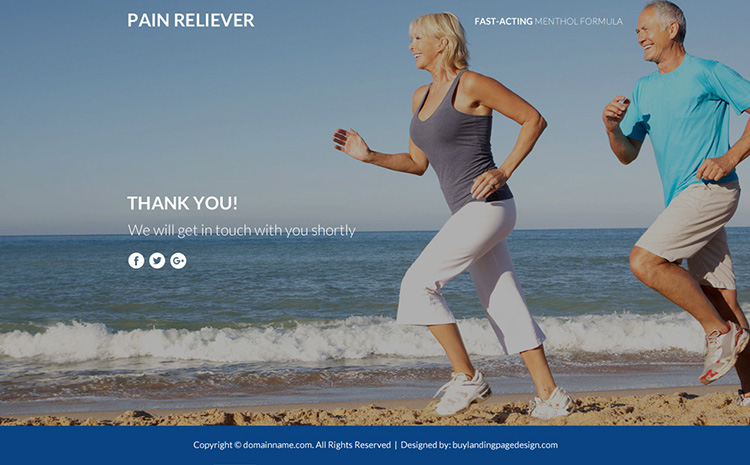 responsive pain relief product selling funnel page