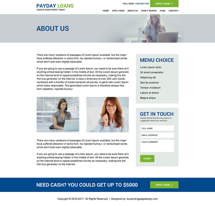 payday loan responsive website design template