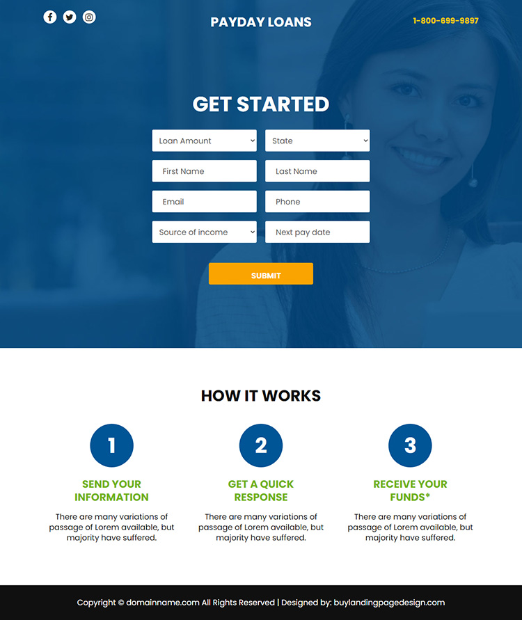 payday loan video responsive funnel design