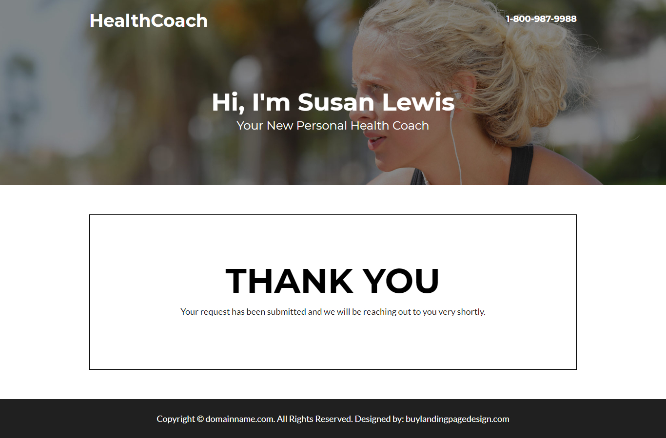 personal health coach responsive landing page