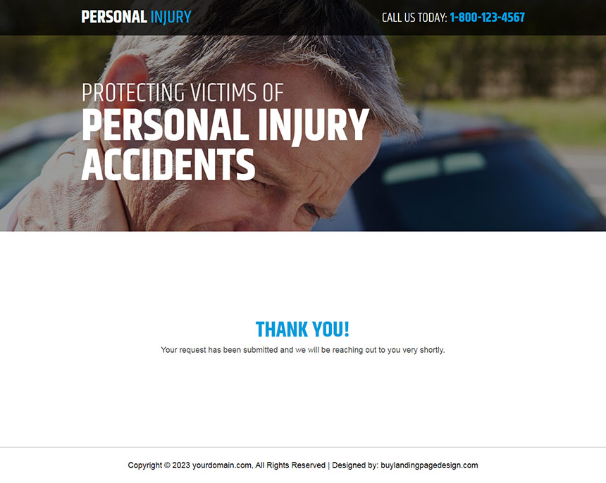 personal injury accidents claim lead generating responsive landing page design