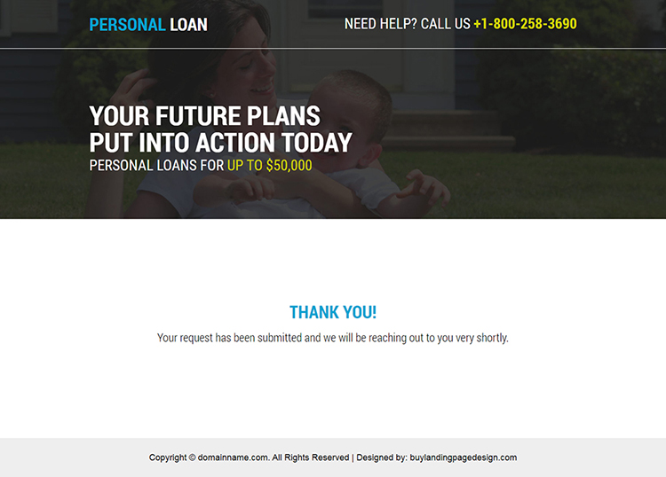 instant and easy personal loan service landing page