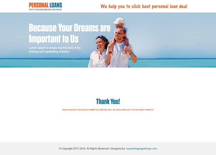 responsive personal loan landing page design template