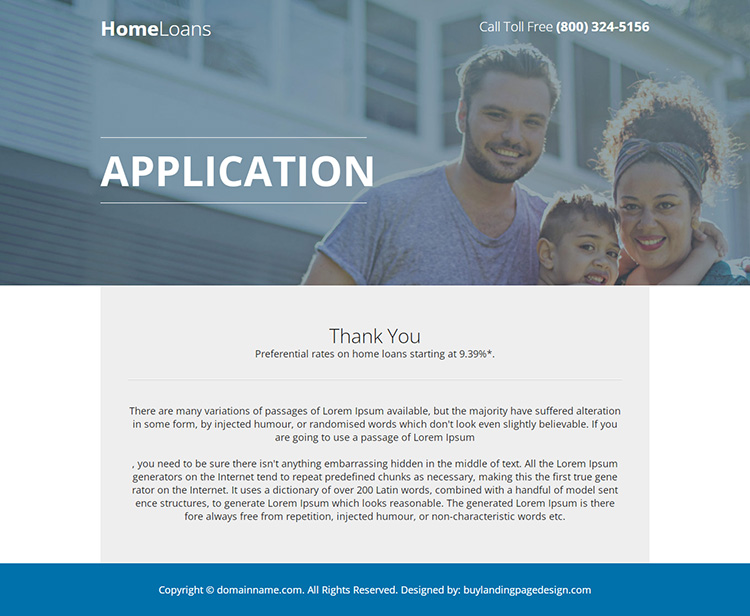 home loan service online application responsive landing page