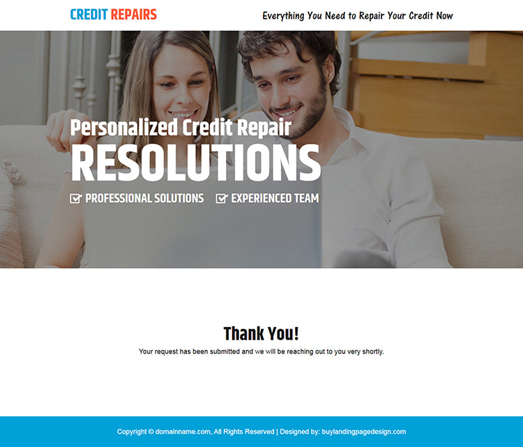 personalized credit repair responsive landing page design