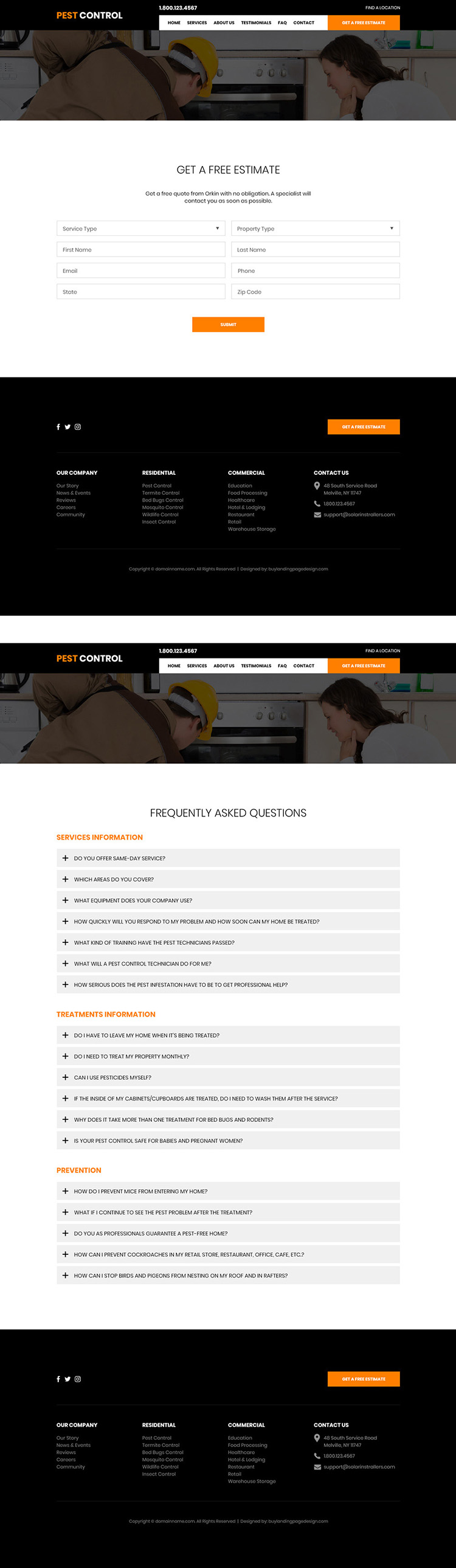 affordable pest control service responsive website design