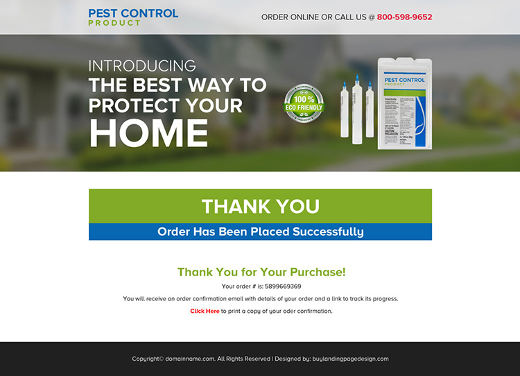 pest control product selling responsive landing page design