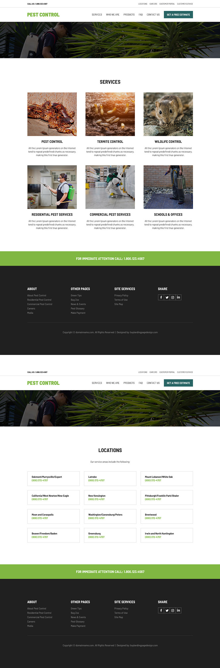 pest control product and services responsive website design