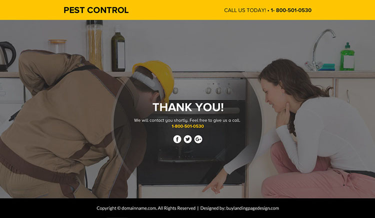 pest control service lead funnel responsive landing page design