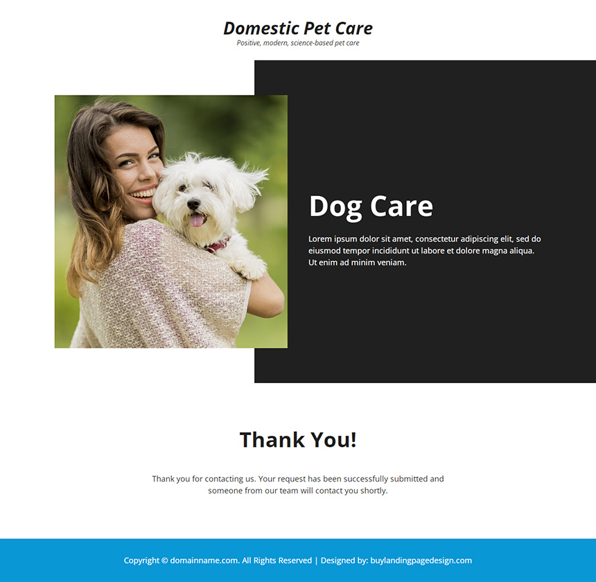 domestic pet care services landing page design