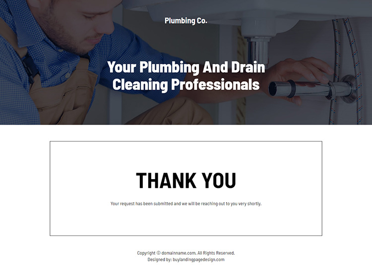 plumbing professionals responsive lead capture landing page