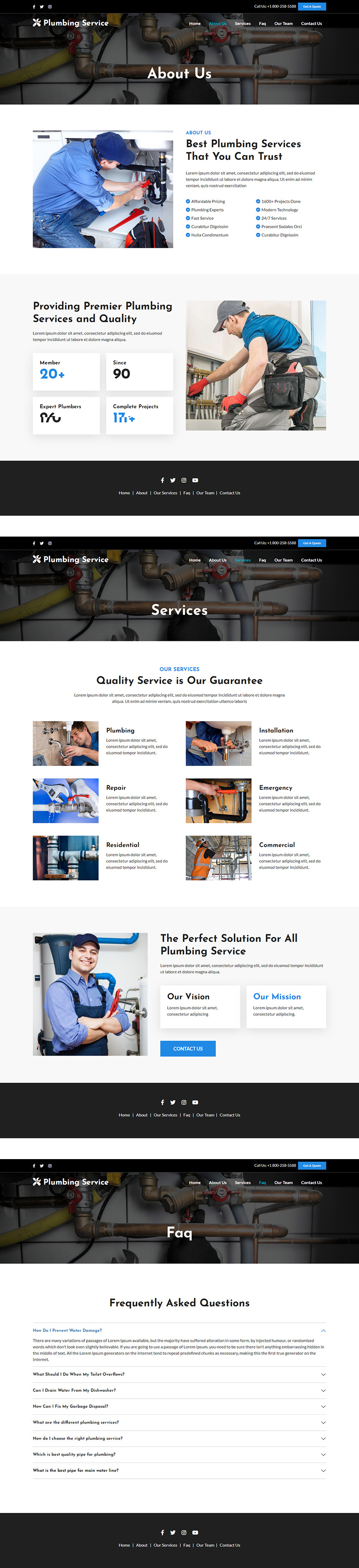 residential and commercial plumbing service responsive website design