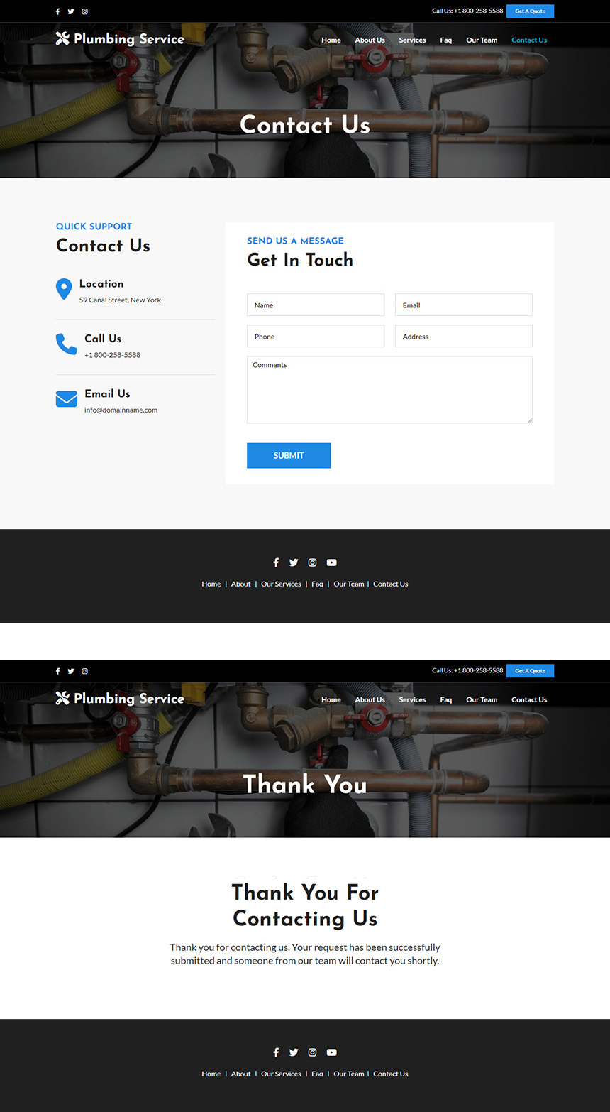 residential and commercial plumbing service responsive website design